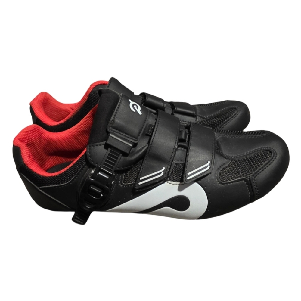Unisex Peloton Black and Red Cycling Shoes M=10 W=12
